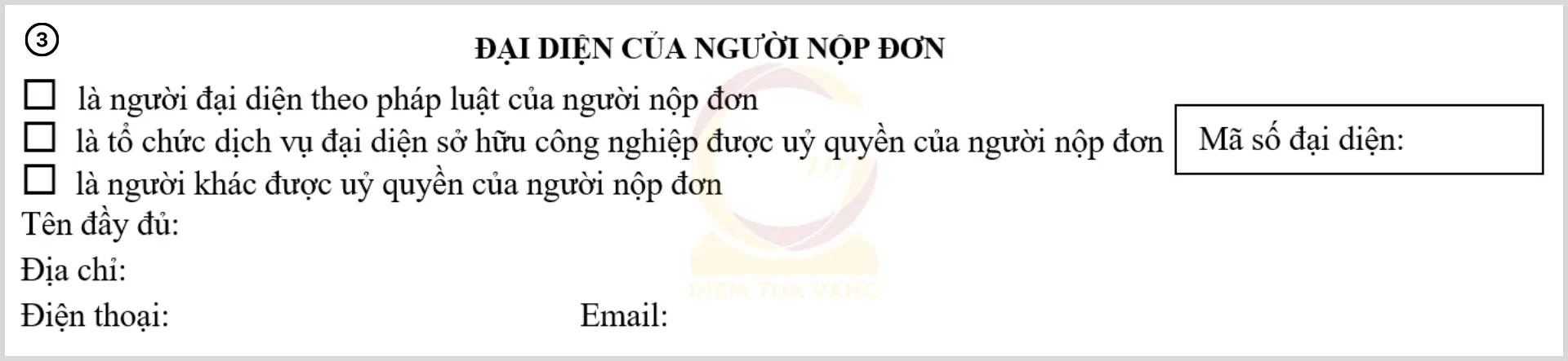 đại diện của người nộp đơn